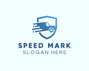 Blue Delivery Truck Van logo design