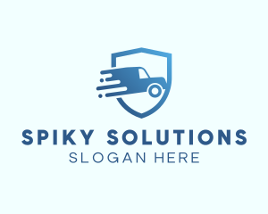 Blue Delivery Truck Van logo design