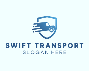 Blue Delivery Truck Van logo design