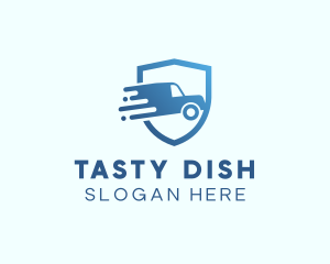 Blue Delivery Truck Van logo design