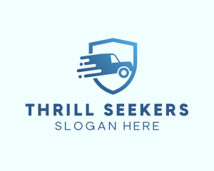 Blue Delivery Truck Van logo design