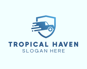 Blue Delivery Truck Van logo design