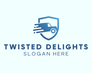 Blue Delivery Truck Van logo design