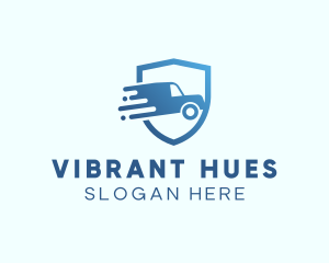 Blue Delivery Truck Van logo design