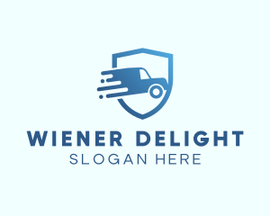 Blue Delivery Truck Van logo design