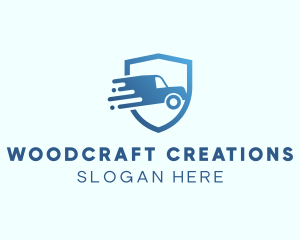 Blue Delivery Truck Van logo design