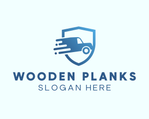 Blue Delivery Truck Van logo design