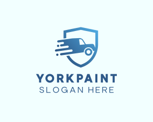 Blue Delivery Truck Van logo design