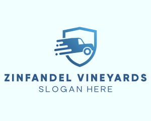 Blue Delivery Truck Van logo design