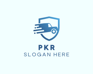 Blue Delivery Truck Van logo design