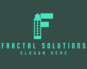 Green Tower Letter F logo design