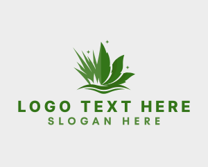 Eco - Grass Leaf Lawn logo design