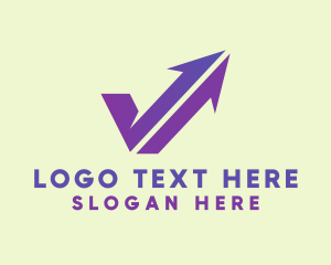 Geometric - Violet Letter V Arrow Courier logo design