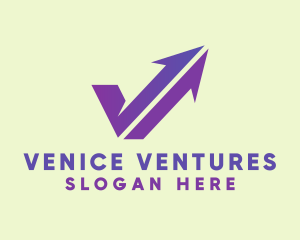 Violet Letter V Arrow Courier  logo design