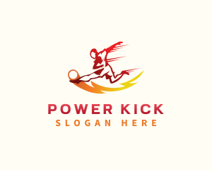 Kick - Soccer Athlete Lightning logo design