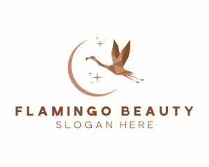 Moon Geometric Flamingo Bird logo design