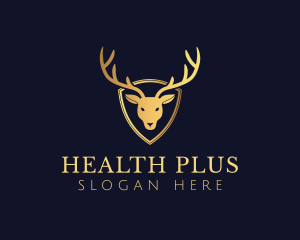 Elk - Gold Deer Antlers logo design