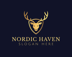 Nordic - Gold Deer Antlers logo design