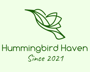 Green Natural Hummingbird logo design