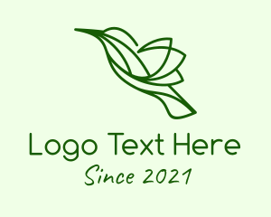 Wellness Center - Green Natural Hummingbird logo design