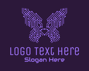 Insect - Purple Butterfly Circuit logo design