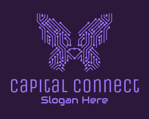 Purple Butterfly Circuit logo design