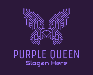 Purple Butterfly Circuit logo design