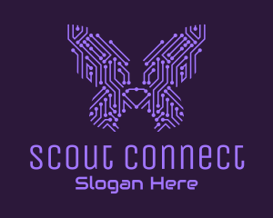 Purple Butterfly Circuit logo design