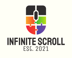Scroll - Colorful Mouse Puzzle logo design