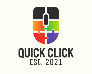 Click - Colorful Mouse Puzzle logo design