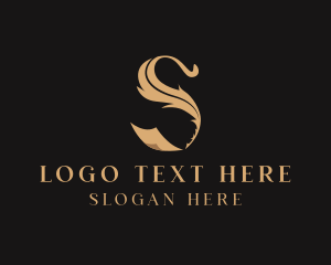 Quill Pen Paper Letter S Logo