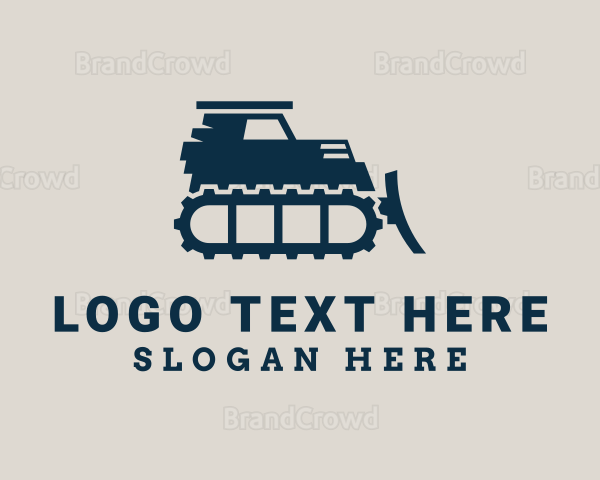 Blue Bulldozer Contractor Logo