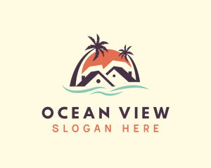 Beach Home Sunset logo design