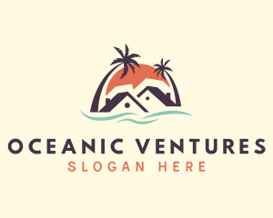 Beach Home Sunset logo design