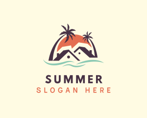 Beach Home Sunset logo design