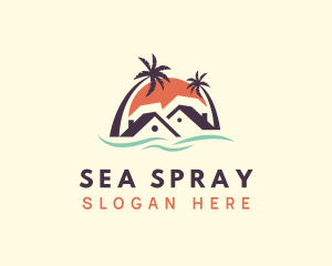 Beach Home Sunset logo design