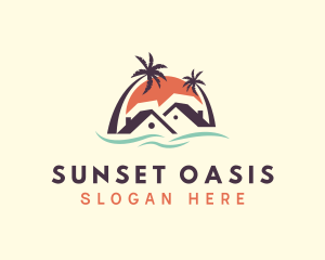 Beach Home Sunset logo design