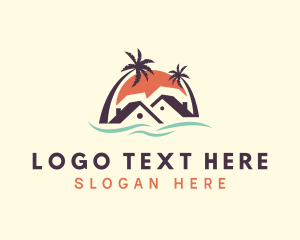 Beach Home Sunset Logo