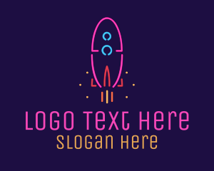 Astronaut - Neon Space Rocket logo design