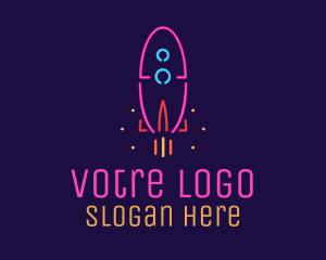 Neon Space Rocket Logo