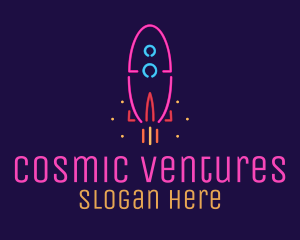 Space - Neon Space Rocket logo design