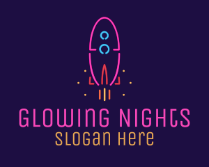 Neon Lights - Neon Space Rocket logo design