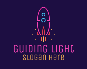 Neon Space Rocket logo design