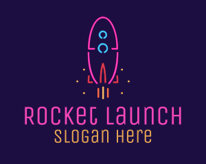 Neon Space Rocket logo design