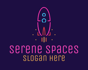 Neon Space Rocket logo design