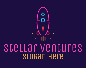 Galactic - Neon Space Rocket logo design