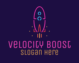 Accelerator - Neon Space Rocket logo design