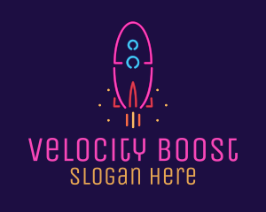 Neon Space Rocket logo design