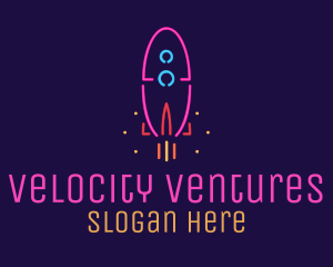 Neon Space Rocket logo design