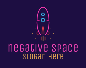 Neon Space Rocket logo design